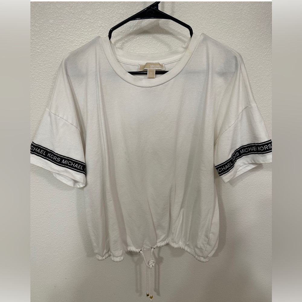 Michael Kors White Tee with Logo Sleeves
